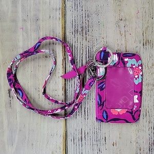 Vera Bradley Blooms Berry Zip Id and Lanyard